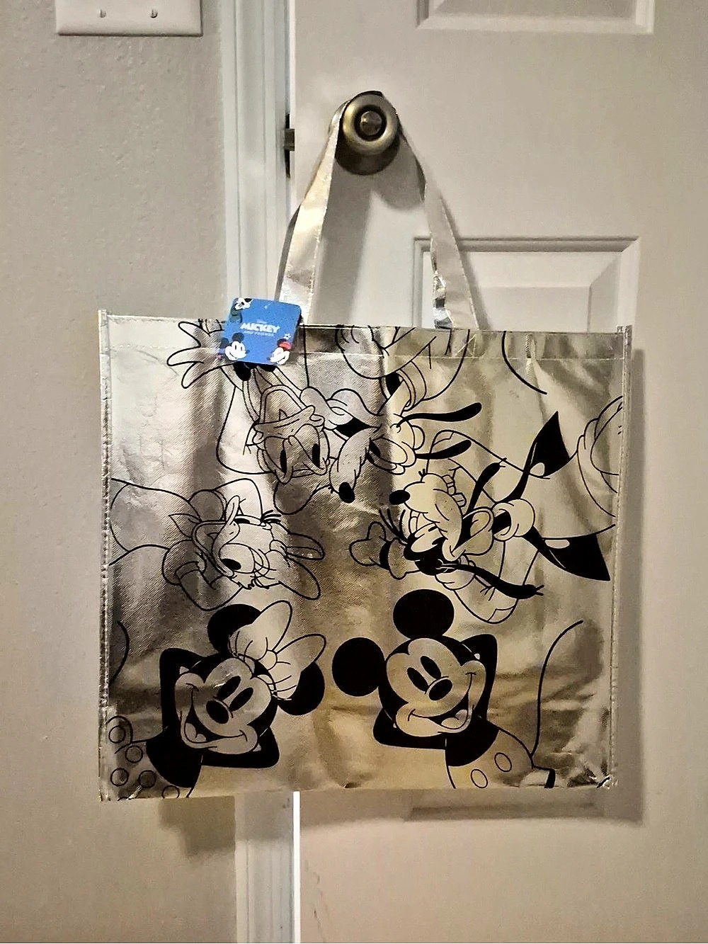 Disney Mickey and Friends Metallic Silver Tote Bag